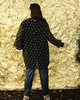 А713 Рубашка Клэр шифон черный в мятный горох для женщин большого размера с доставкой по Москве и России